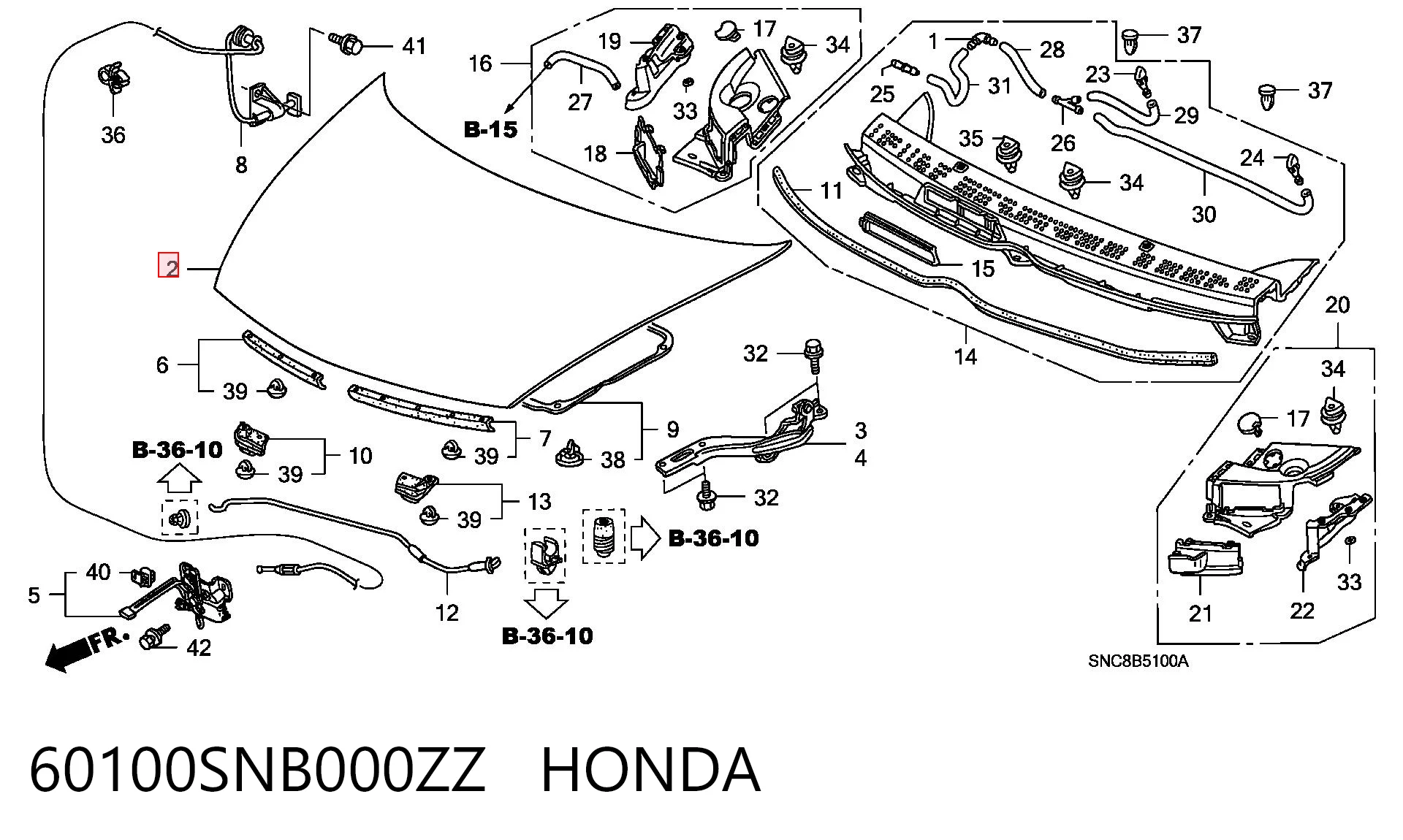 Капот на Honda Civic VIII FD, FA