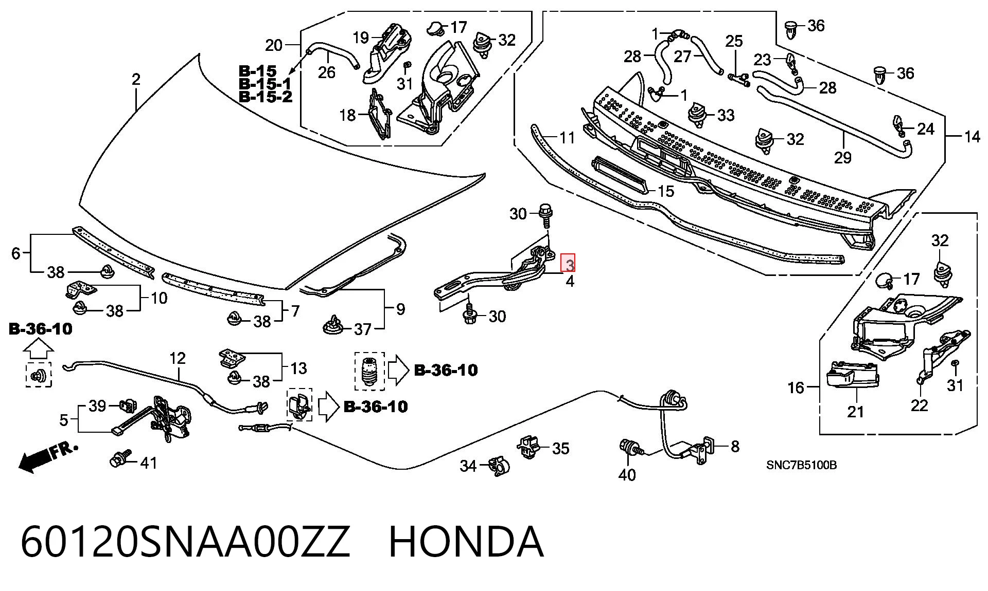 60120SNAA00ZZ Honda Шарнир капота правый