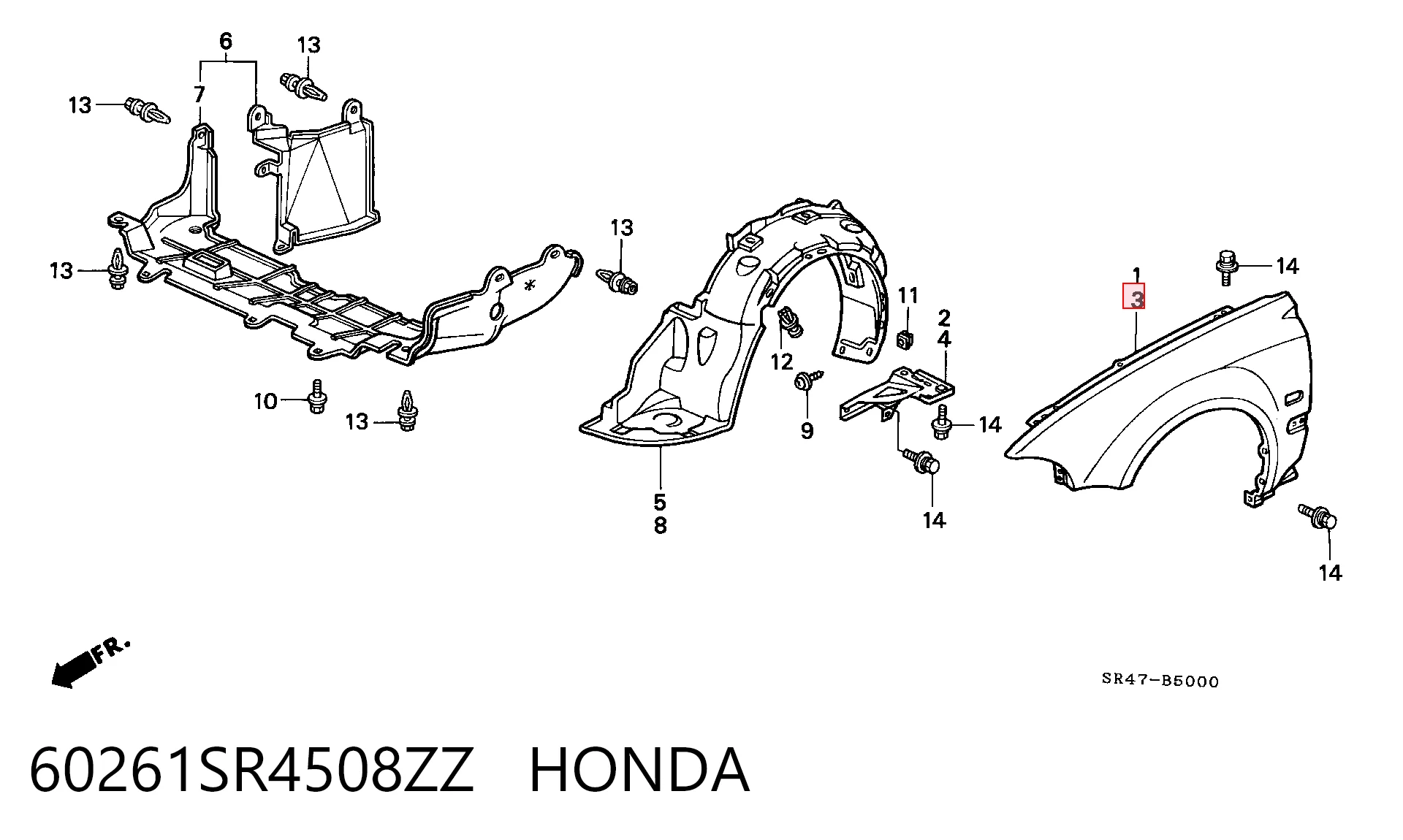 Крыло переднее левое Honda Civic V седан (EG, EH) (1991 - 1996) цена, от 39.37 USD