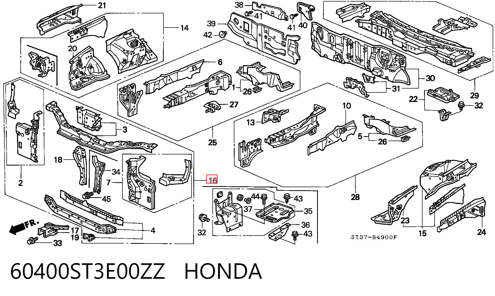 Суппорт радиатора в сборе (монтажная панель крепления фар) Honda Civic 6 MA,MB