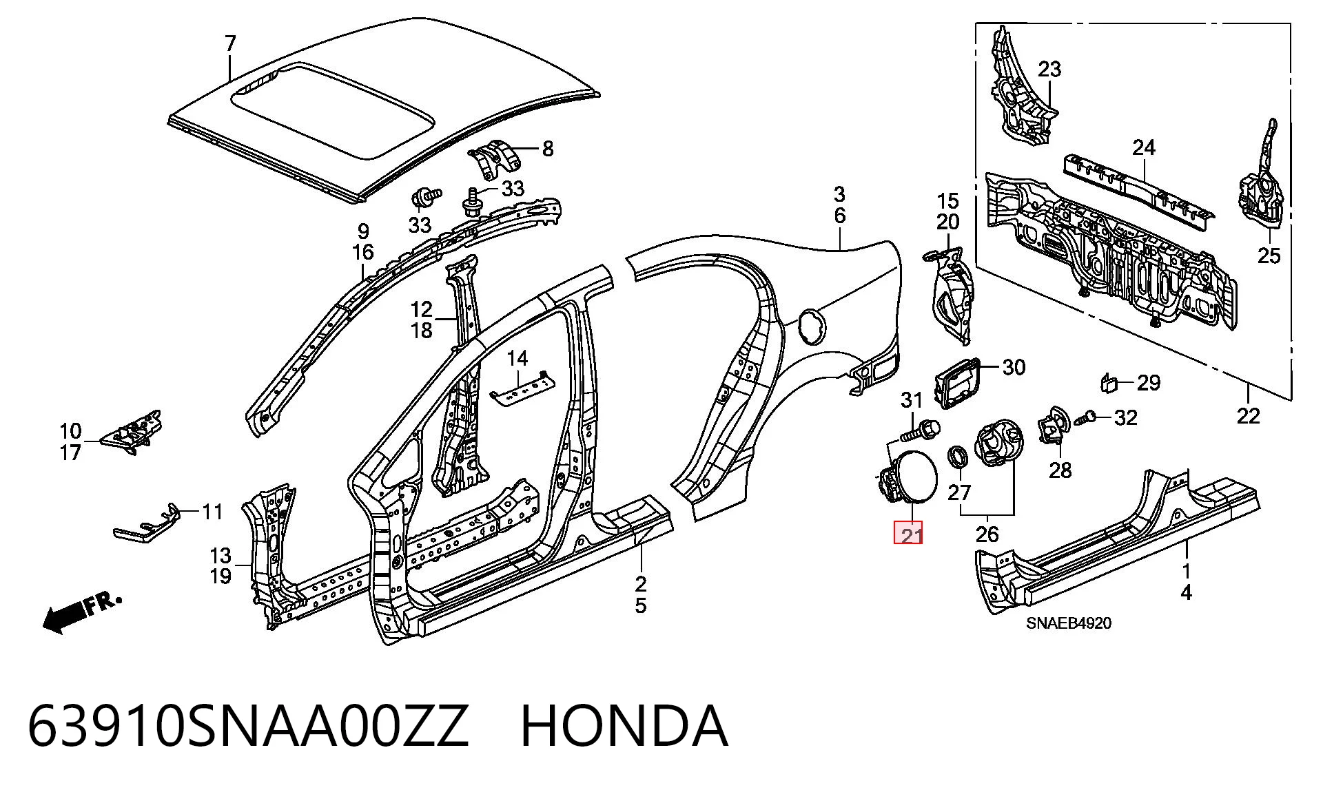 63910SNAA00ZZ Honda Дверка бензобака