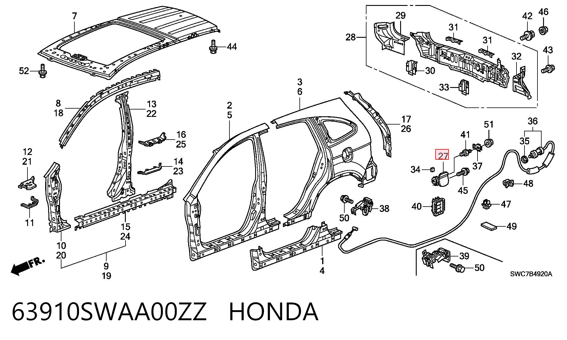 63910SWAA00ZZ Honda Дверка бензобака