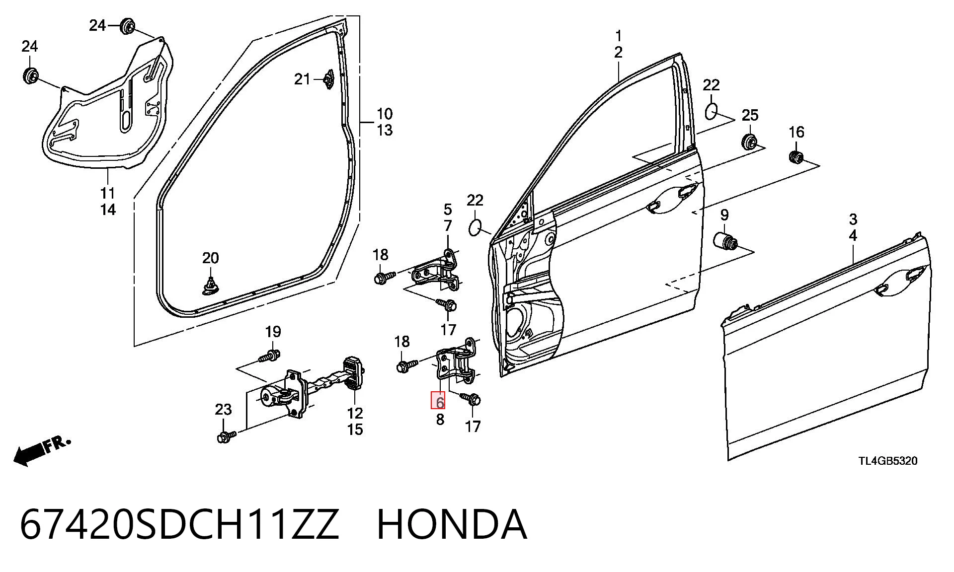 67420SDCH11ZZ Honda Петля передней двери