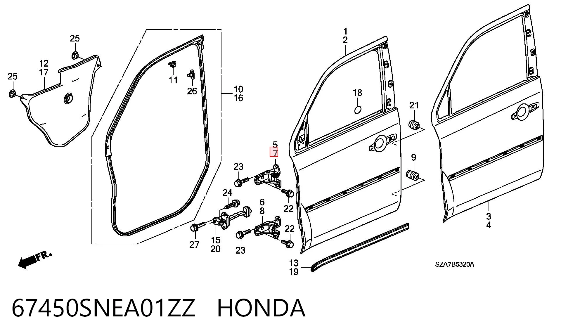 67450SNEA01ZZ Honda Завеса двери передней левой