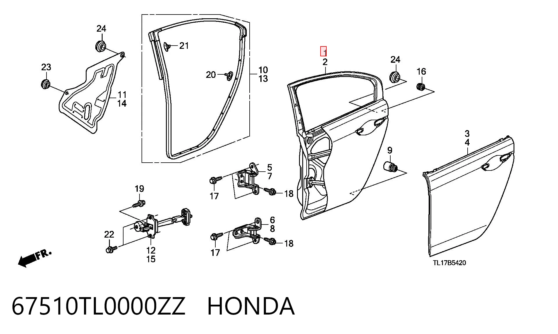 67510TL0000ZZ Honda Дверь задняя, правая