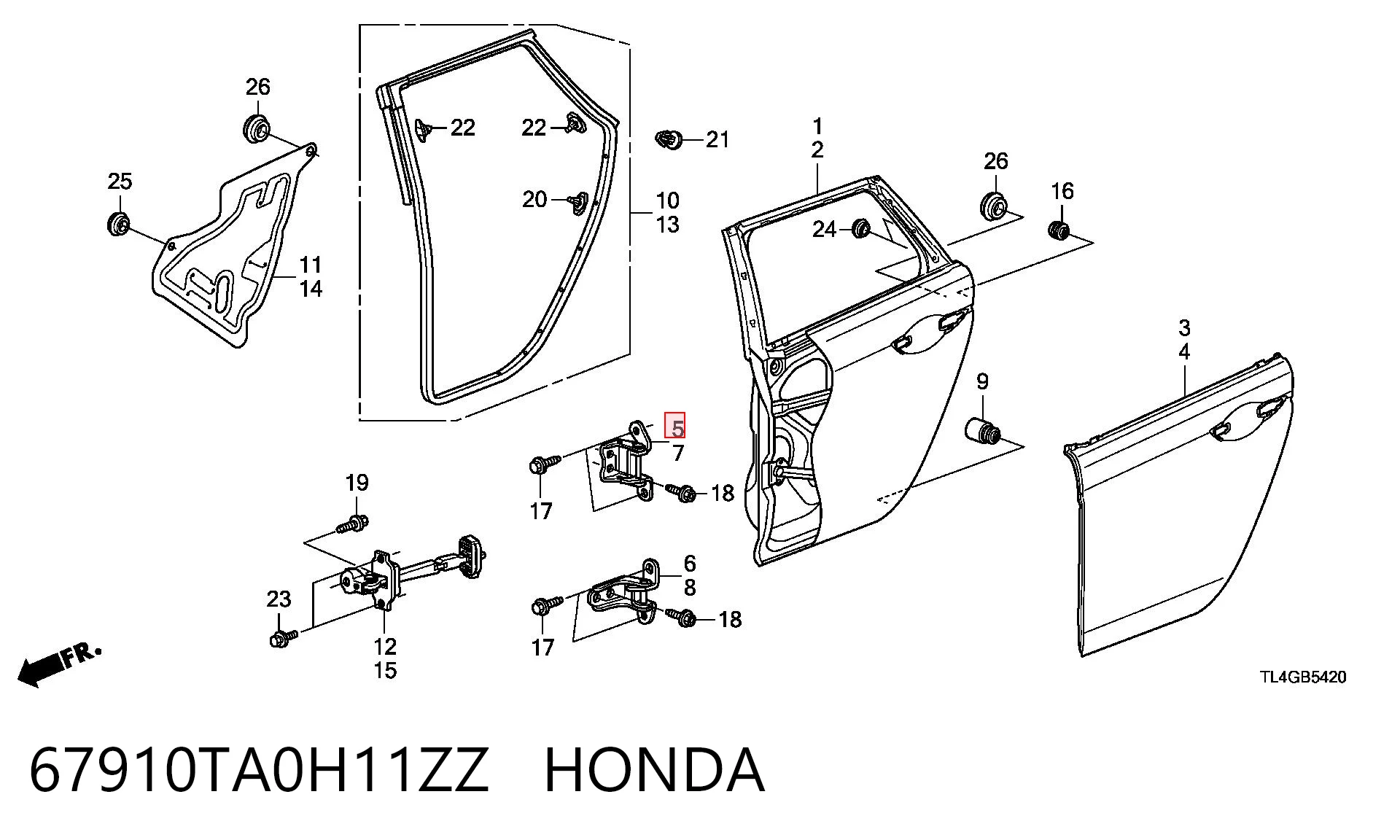67910TA0H11ZZ Honda Петля задней правой двери