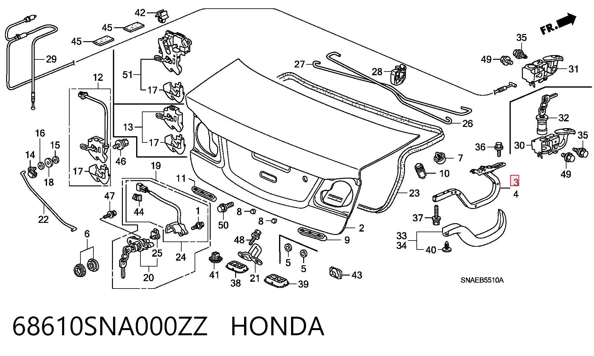 68610SNA000ZZ Honda Петля крышки багажника