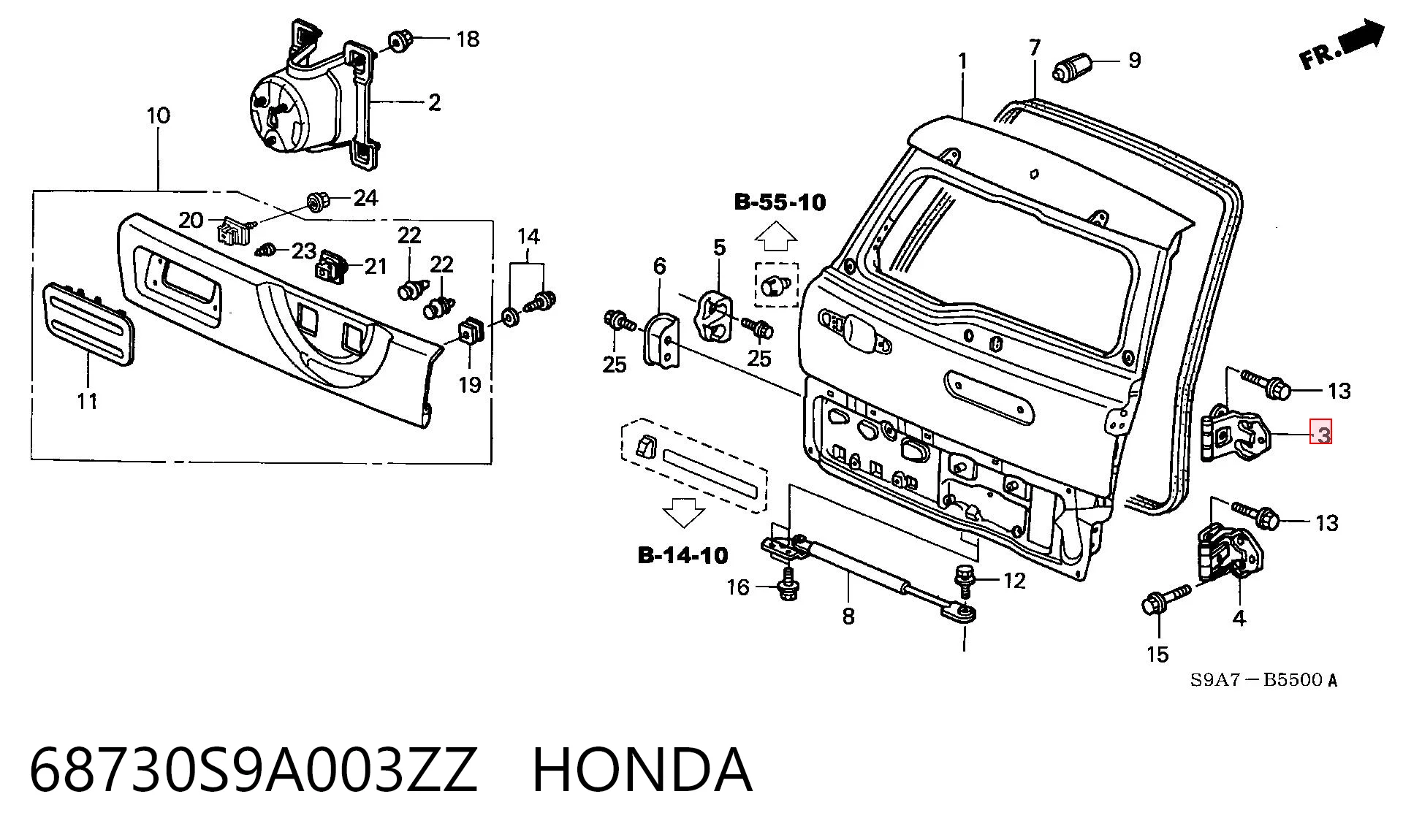 68730S9A003ZZ Honda Петля крышки багажника
