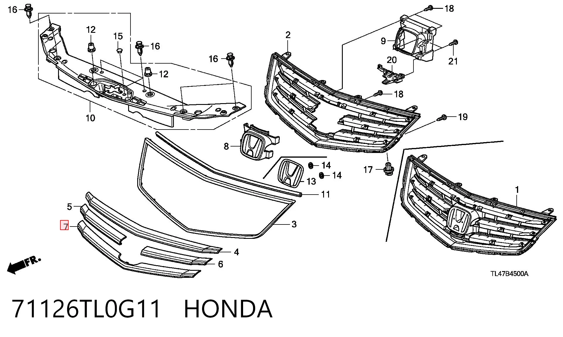71126TL0G11 Honda Решетка радиатора