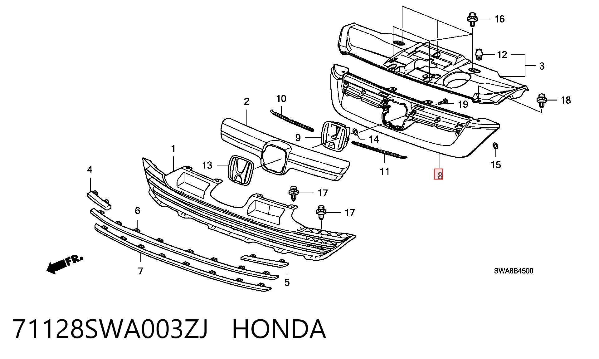 Облицовка радиатора Honda CR-V III внедорожник (RE) (2006 - 2011) цена, от 43.99 USD