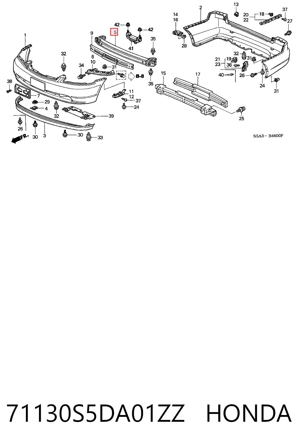 Балка бампера переднего на Honda Civic VI EJ9, EK3/4