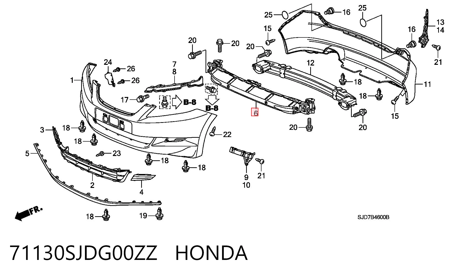 Усилитель бампера переднего Honda FR-V BE