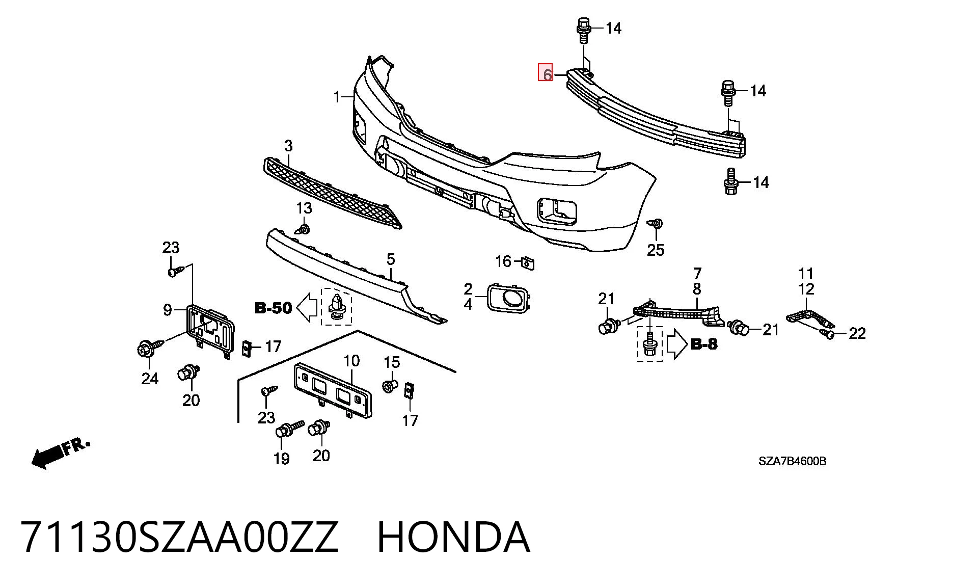 71130SZAA00ZZ Honda Балка бампера переднего