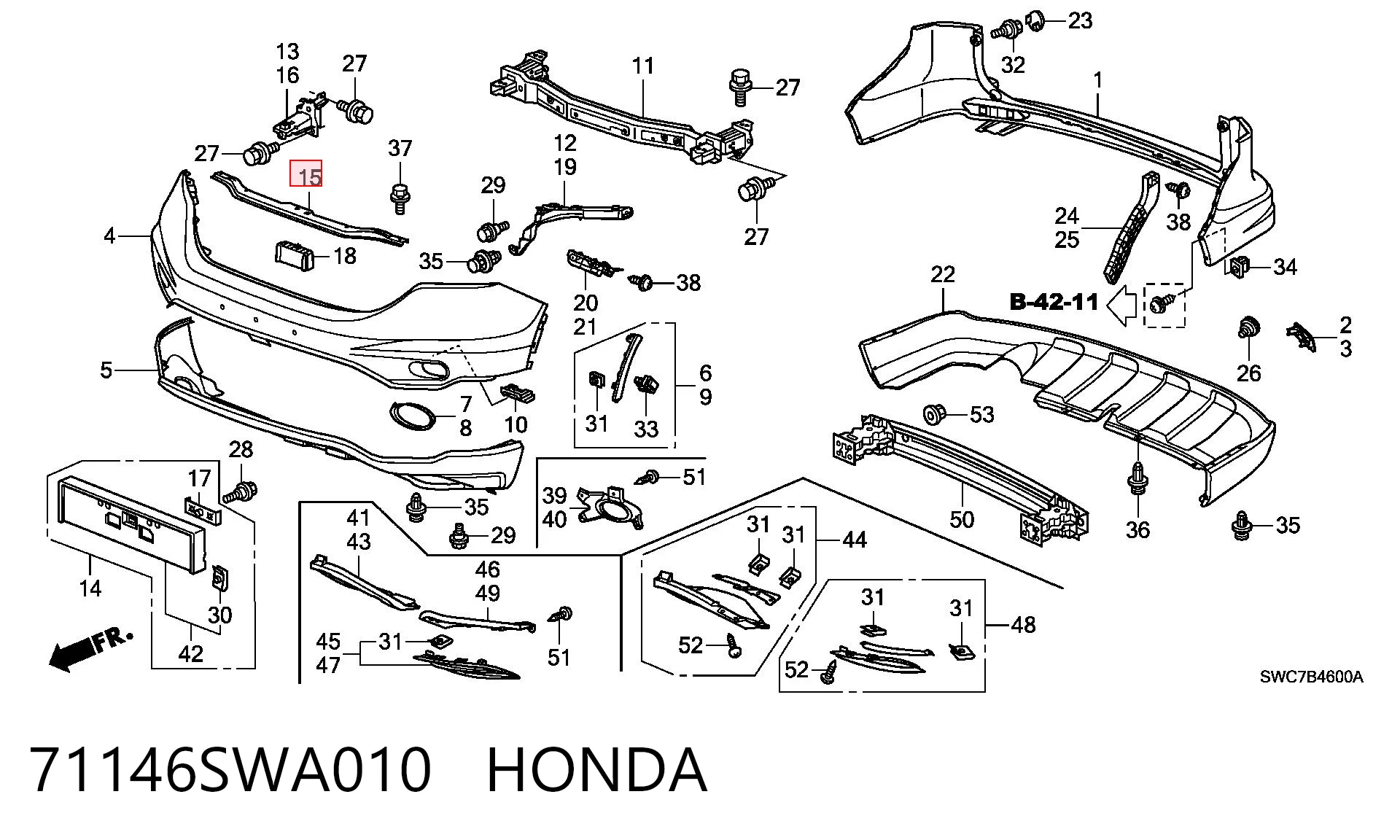 71146SWA010 Honda Кронштейн бампера переднего центральный