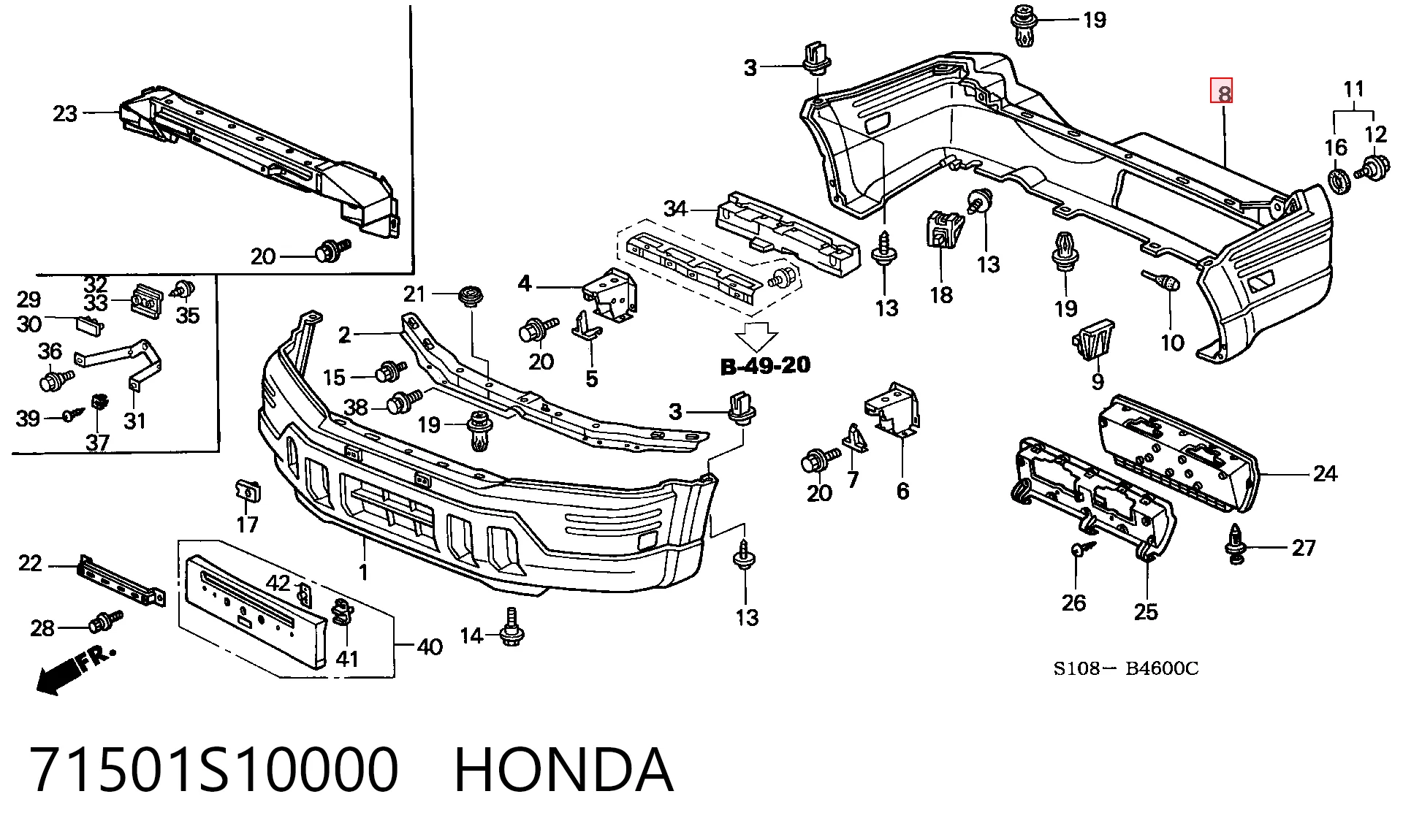 Задний бампер на Honda CR-V I RD