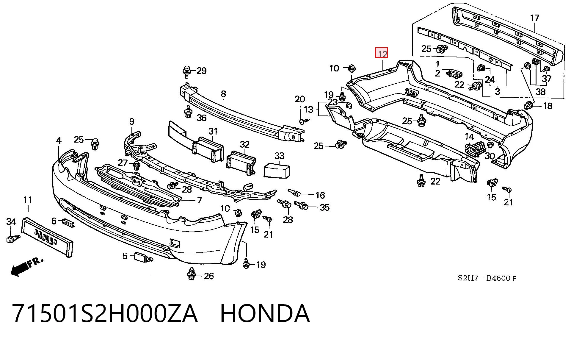 Задний бампер на Honda HR-V  GH