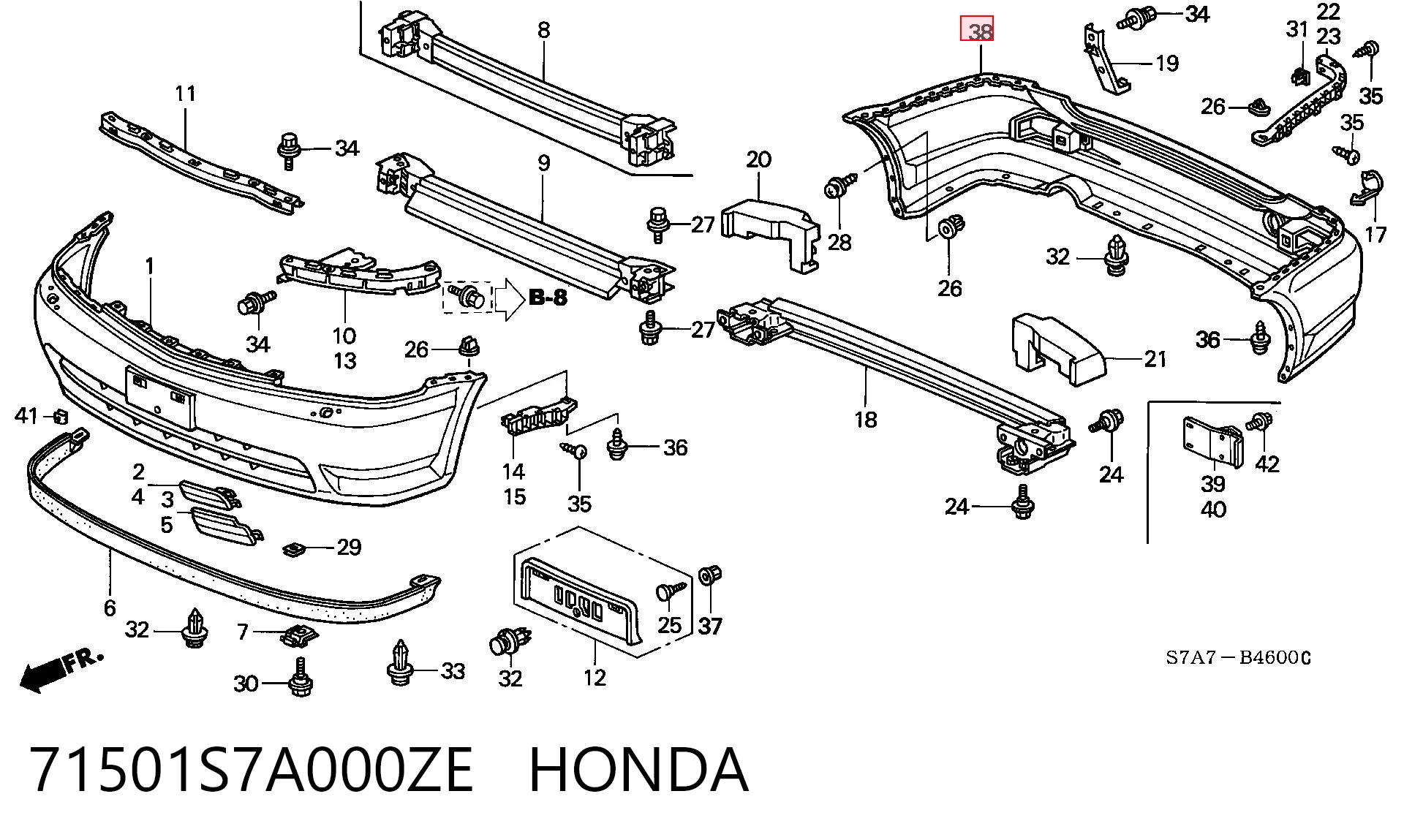 Бампер задний Honda STREAM RN