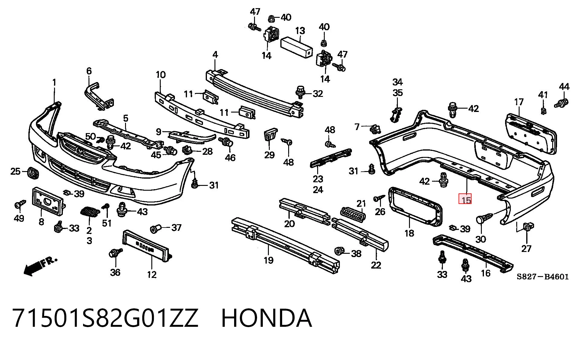 Бампер задний Honda Accord 6 CG