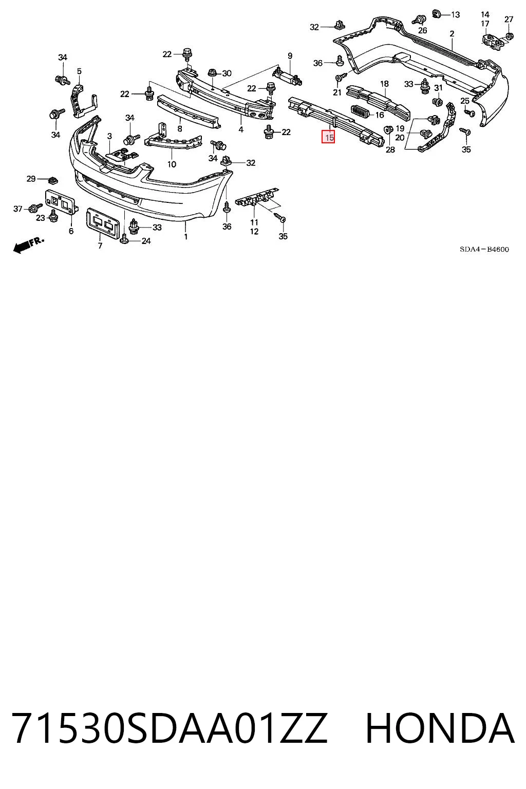 71530SDAA01ZZ Honda Швеллер заднего бампера