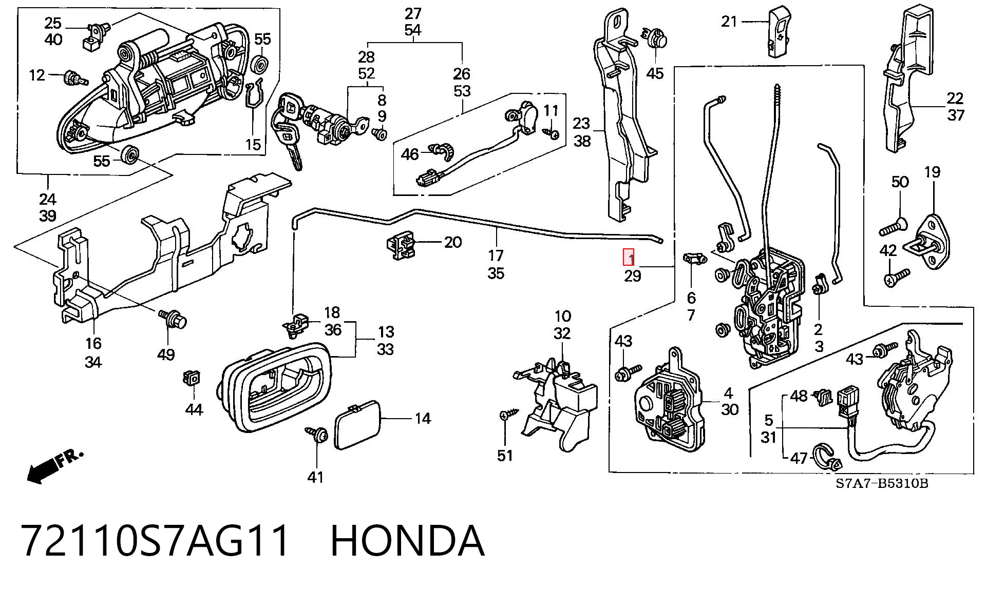 Замок двери передней правой Honda STREAM RN