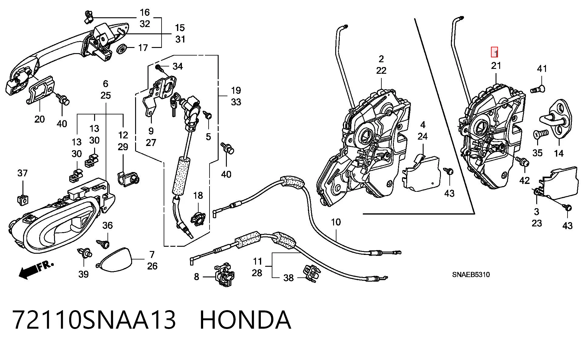 72110SNAA13 Honda Внутренний дверной замок