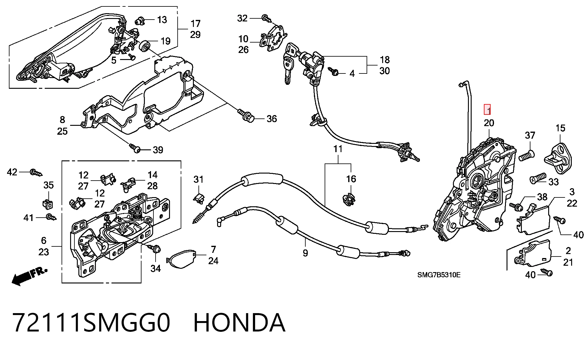Внутренний дверной замок на Honda Civic VIII FK, FN
