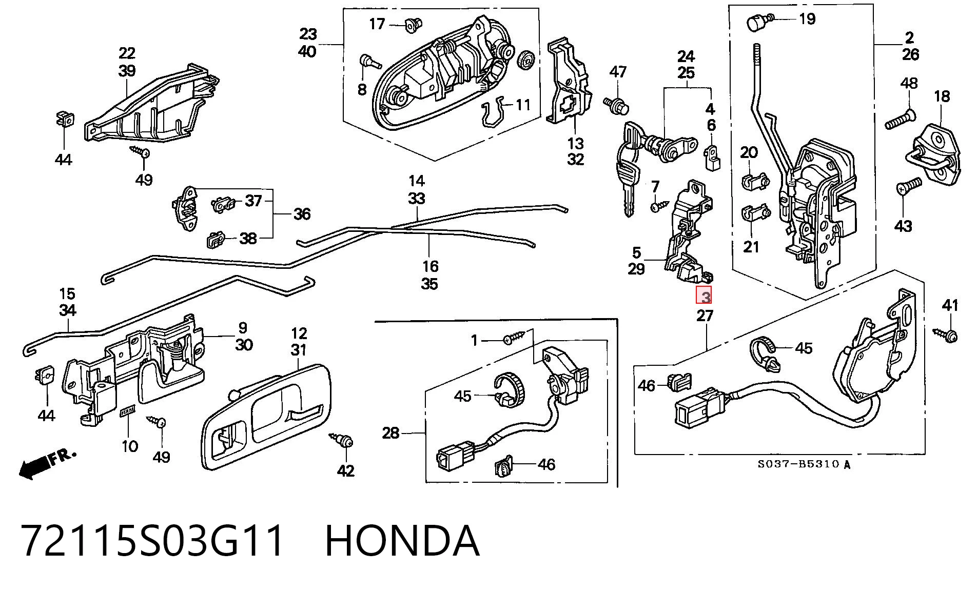 72115S03G11 Honda Внутренний дверной замок