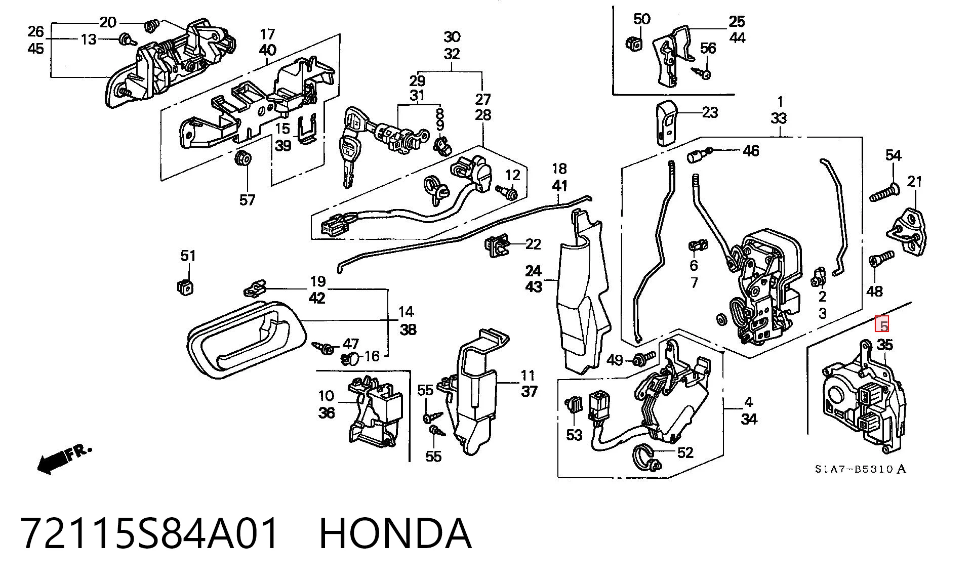72115S84A01 Honda Внутренний дверной замок