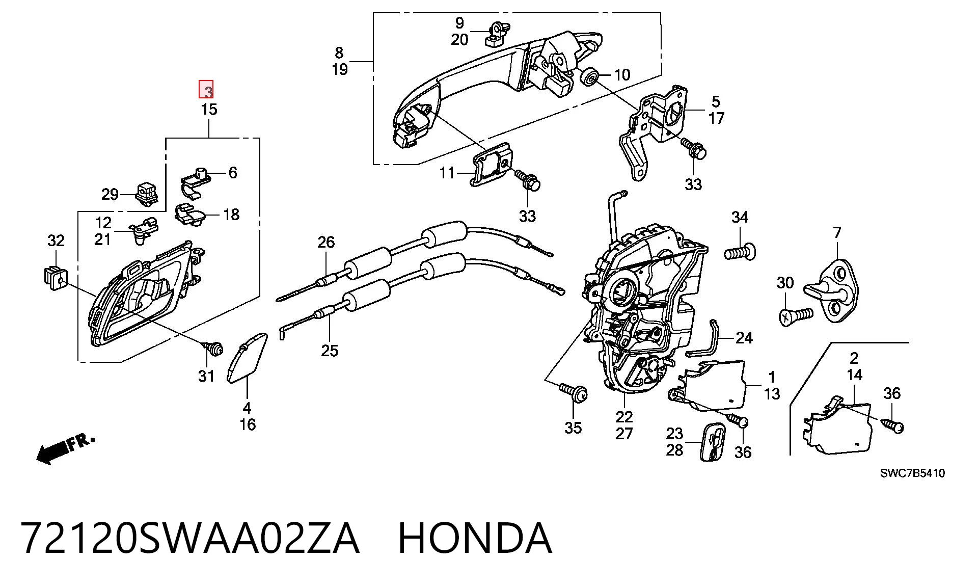72120SWAA02ZA Honda Ручка двери передней внутренняя правая