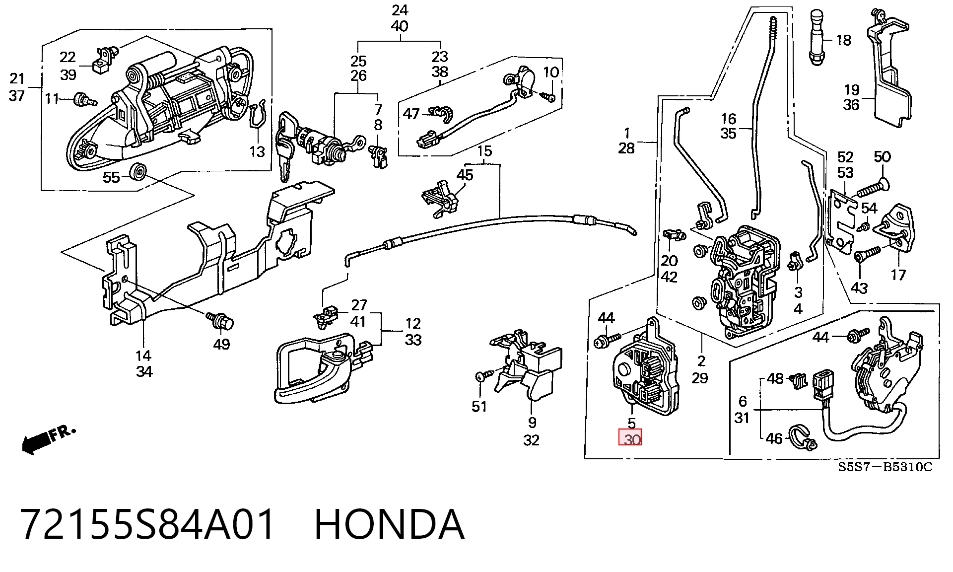 72155S84A01 Honda Актуатор двери, передней, левой