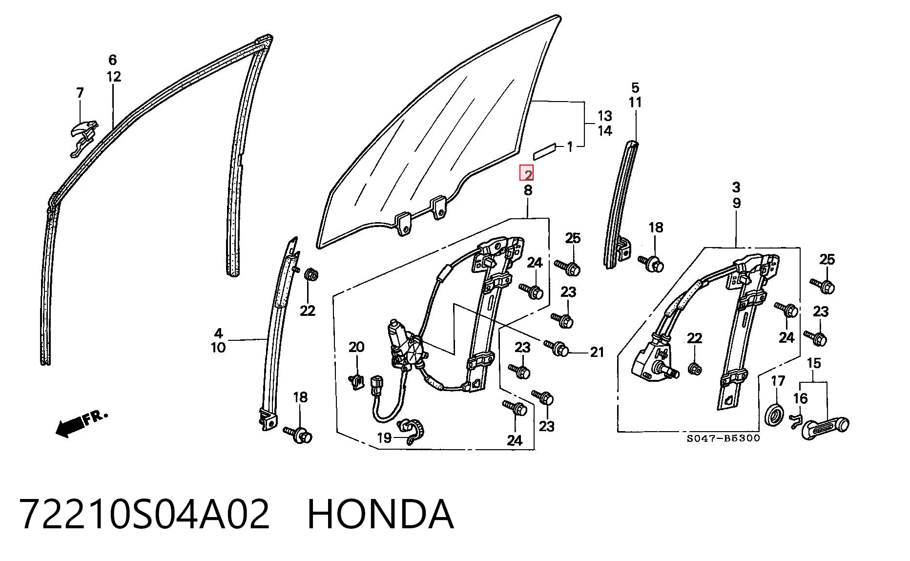 72210S04A02 Honda Механизм подъема стекол