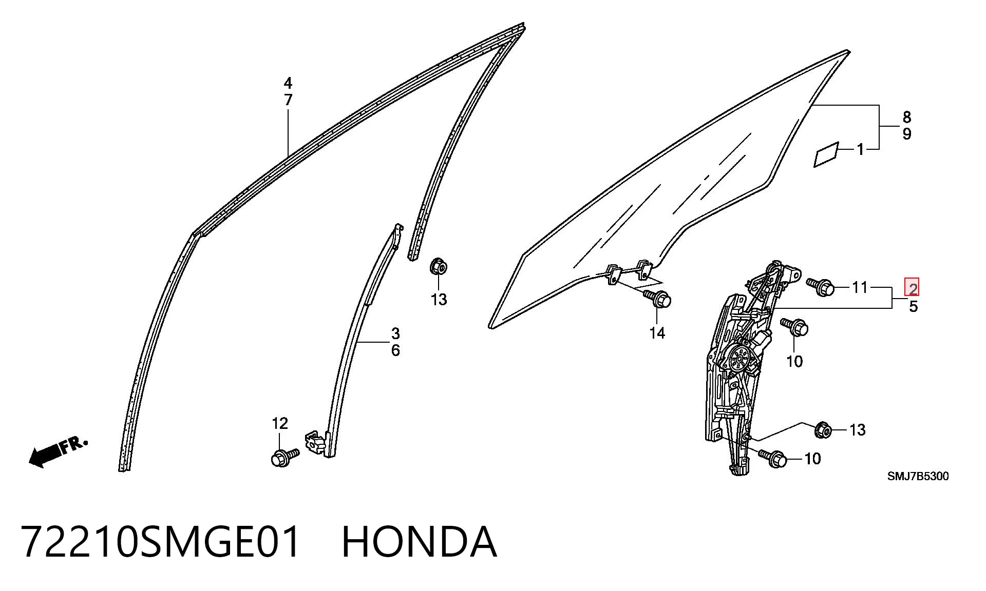 Стеклоподъемник передней правой двери Honda Civic VII хэтчбек (EU, EP, EV) (2000 - 2006) цена, от 28.22 USD