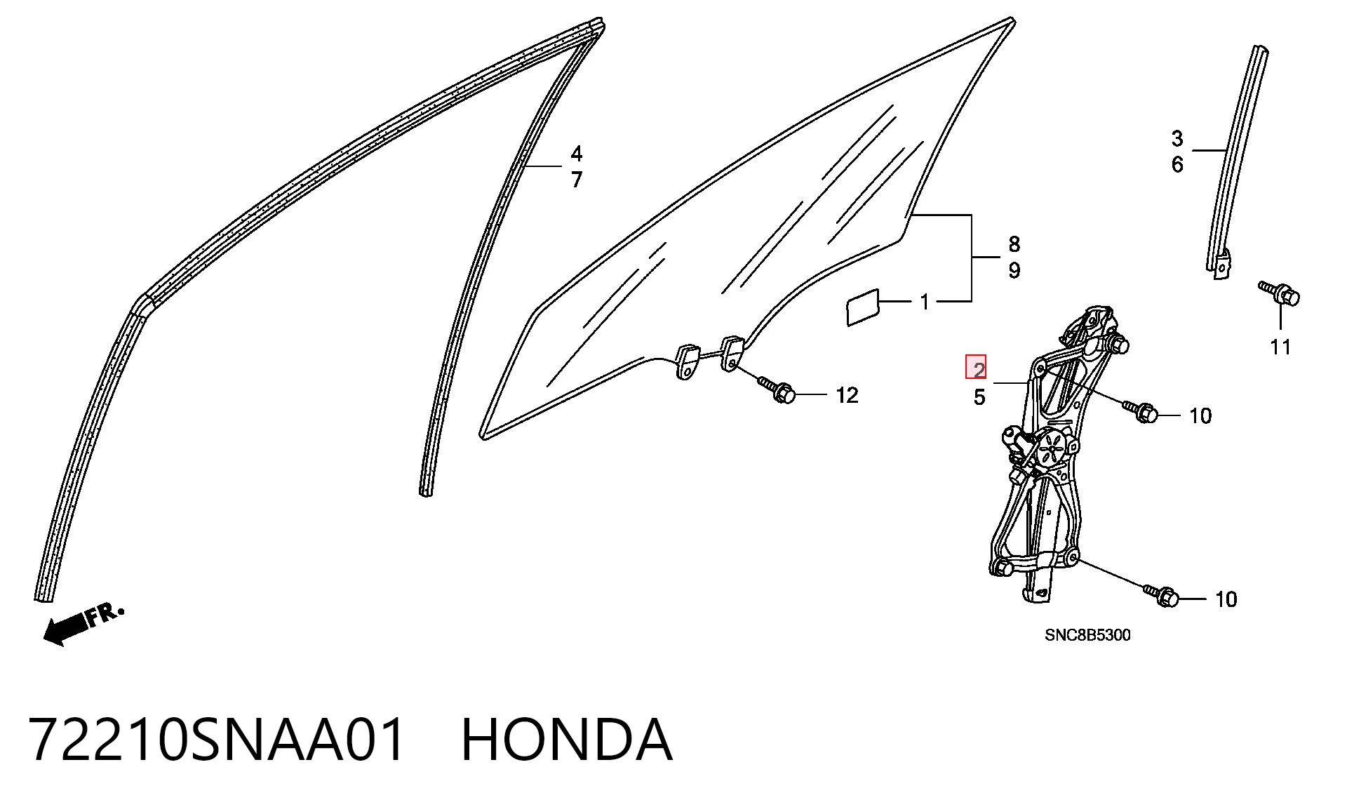 72210SNAA01 Honda Механизм подъема стекол