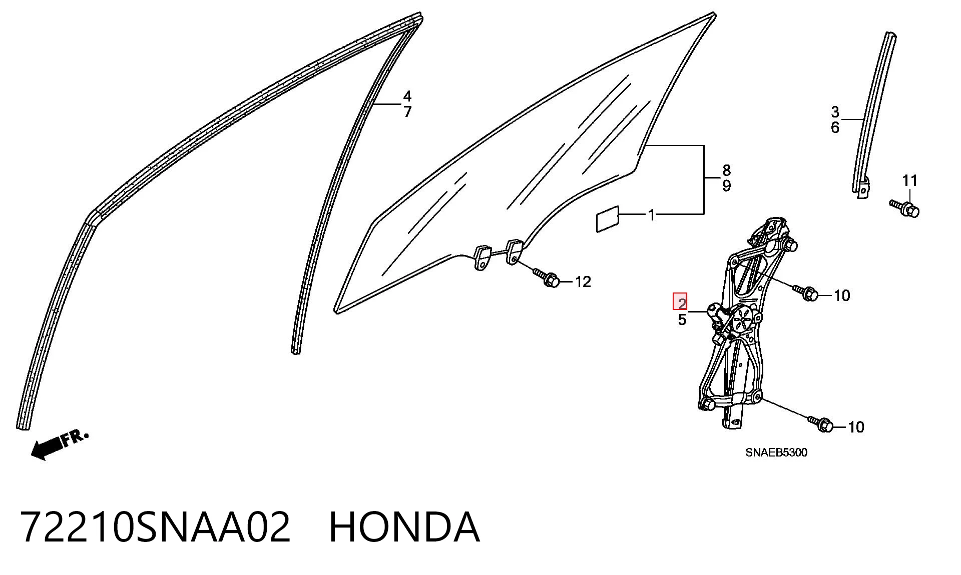 72210SNAA02 Honda Механизм подъема стекол