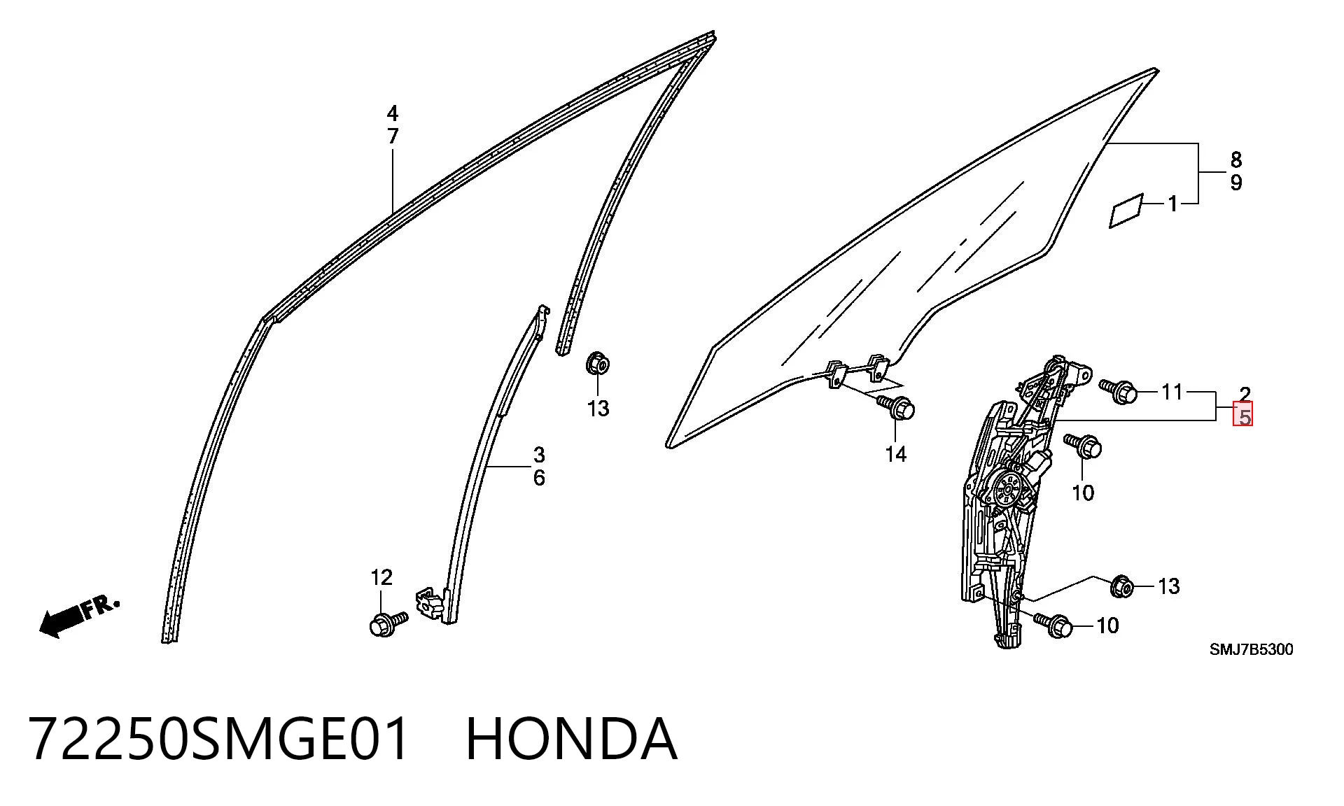 Механизм стеклоподъемника водительской двери Honda Civic VIII хэтчбек (FK, FN) (2005 - 2012) цена, от 35.47 USD