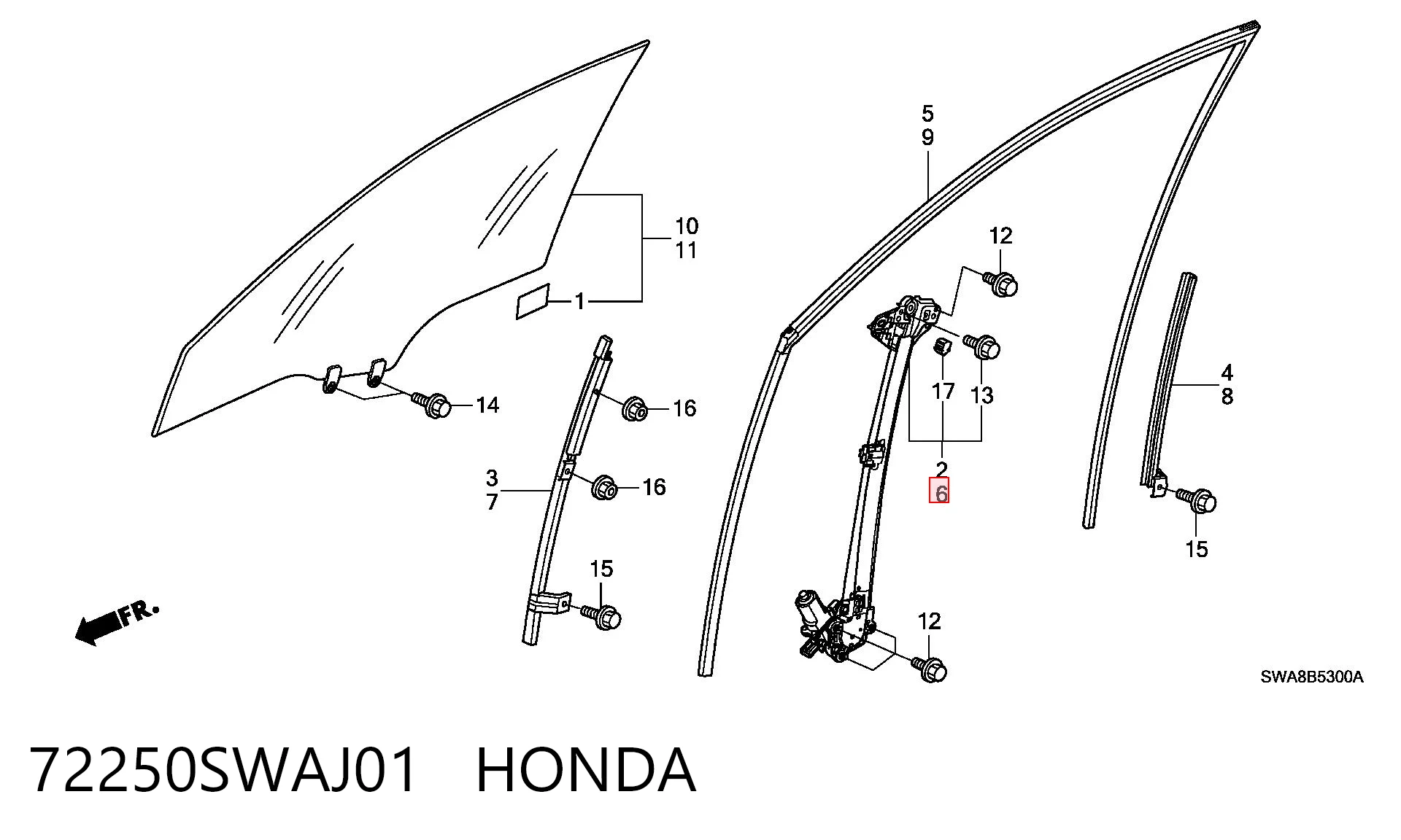 Механизм стеклоподъемника водительской двери Honda CR-V III внедорожник (RE) (2006 - 2011) цена, от 38.01 USD