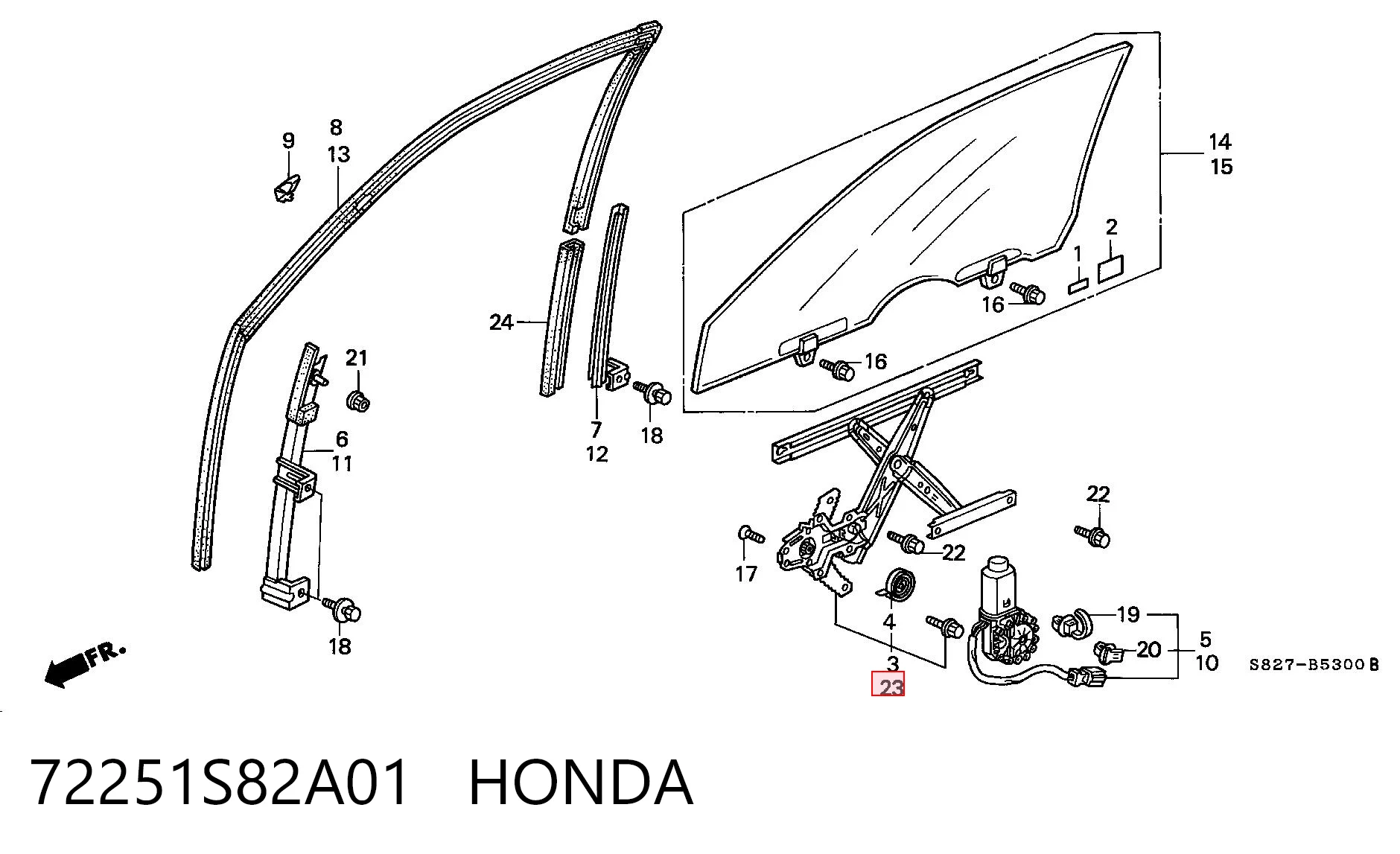 Механизм стеклоподъемника двери передней левой Honda Accord 6 CG