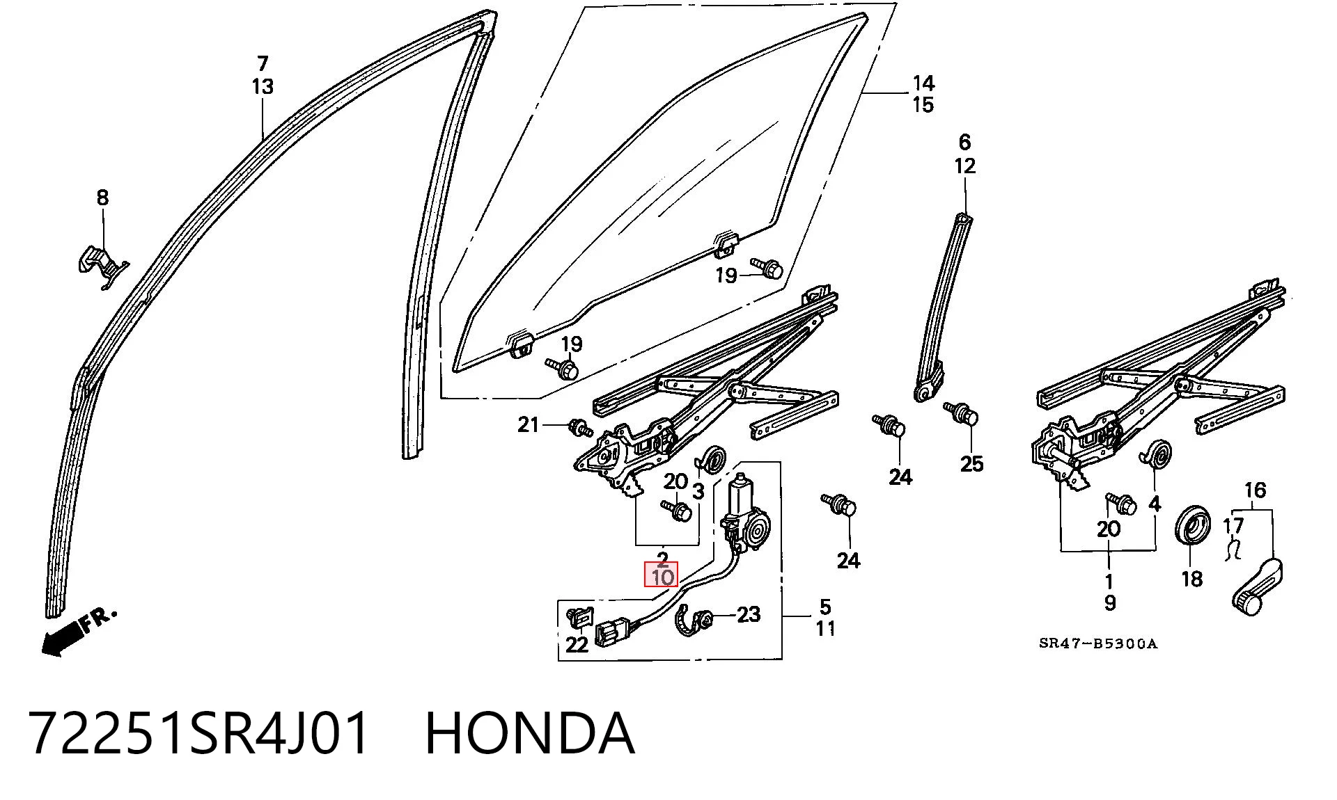 72251SR4J01 Honda Механизм стеклоподъемника передней левой двери