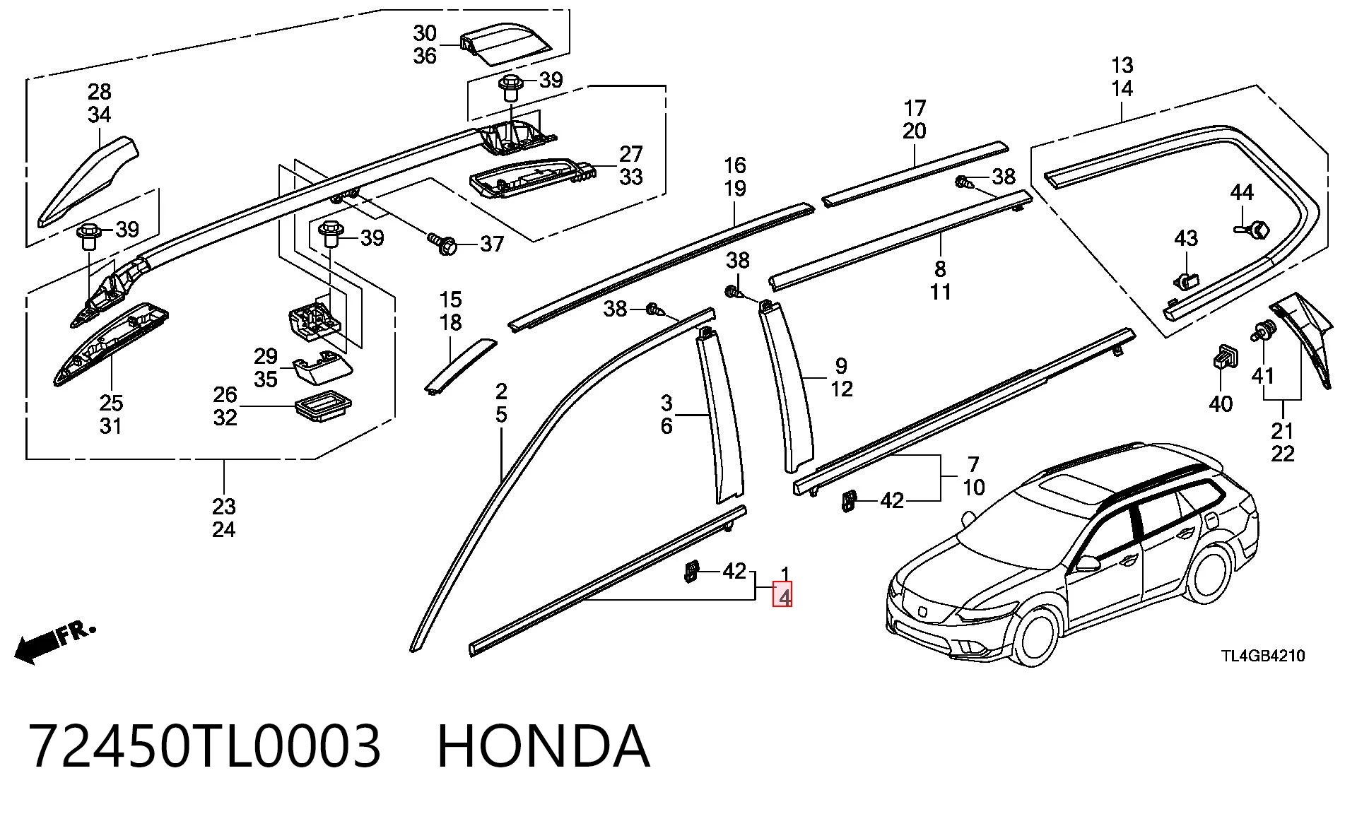 72450TL0003 Honda Накладка передней двери