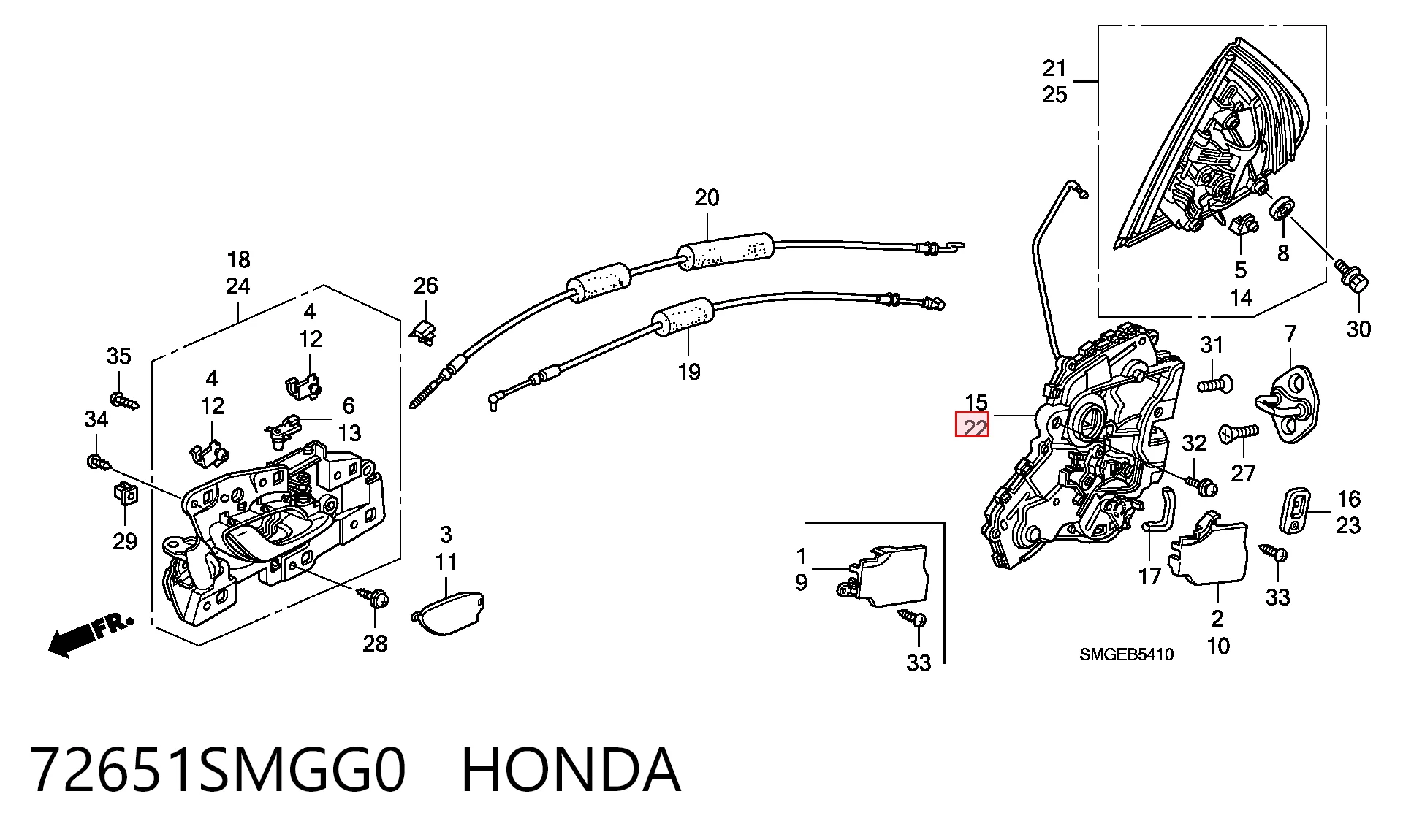 Замок двери задней левой на Honda Civic VIII FK, FN