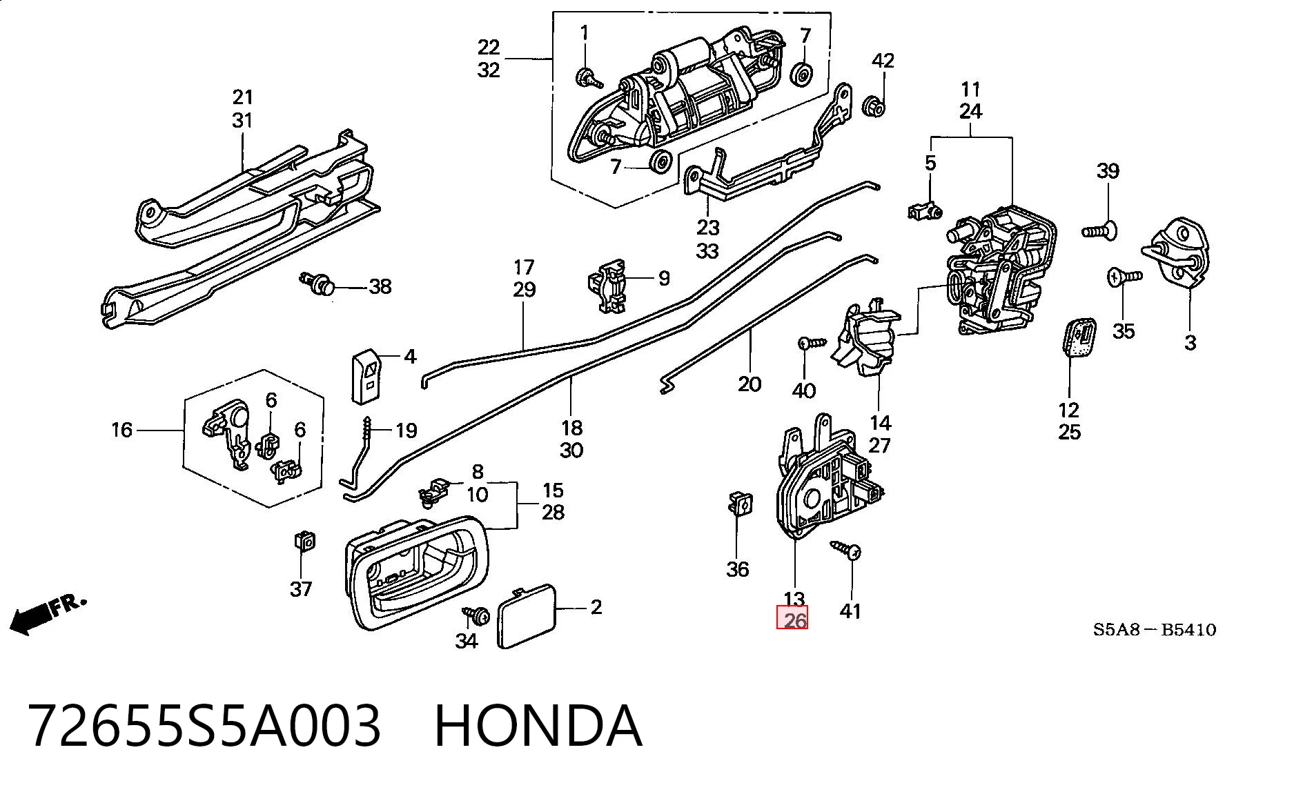 72655S5A003 Honda Мотор-привод откр/закр. замка двери, задней, левой