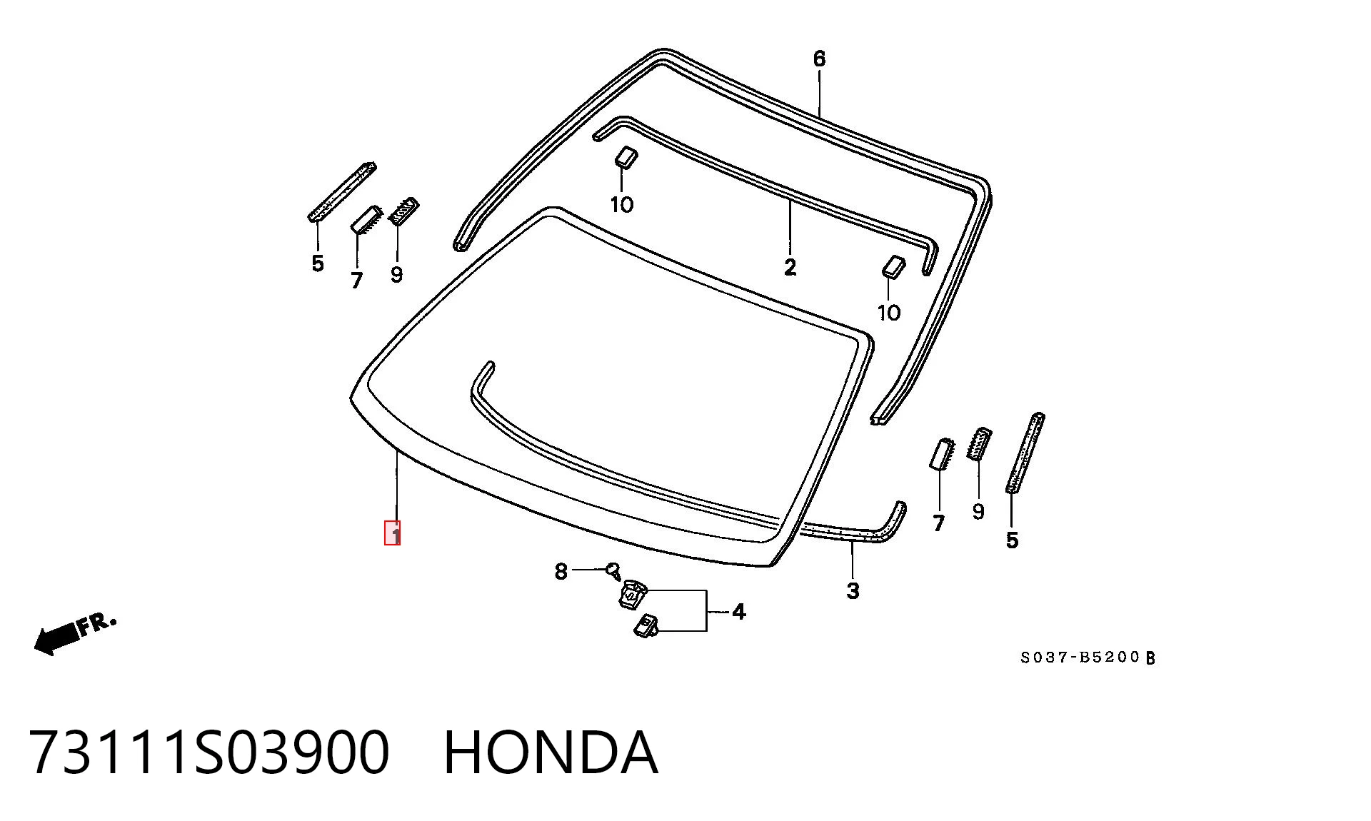 Стекло лобовое  HONDA 73111S03900