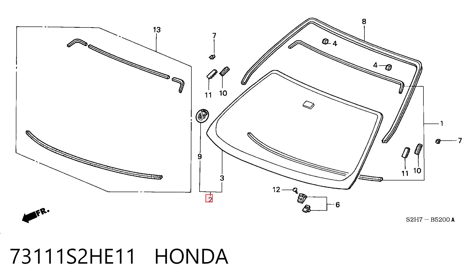 Стекло лобовое  HONDA 73111S2HE11