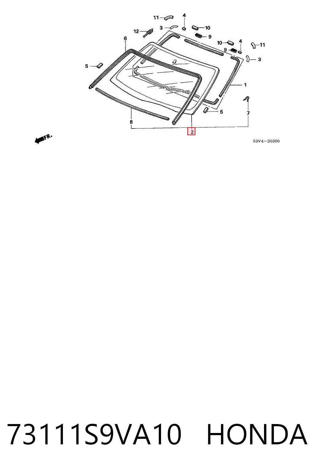 Стекло лобовое  HONDA 73111S9VA10