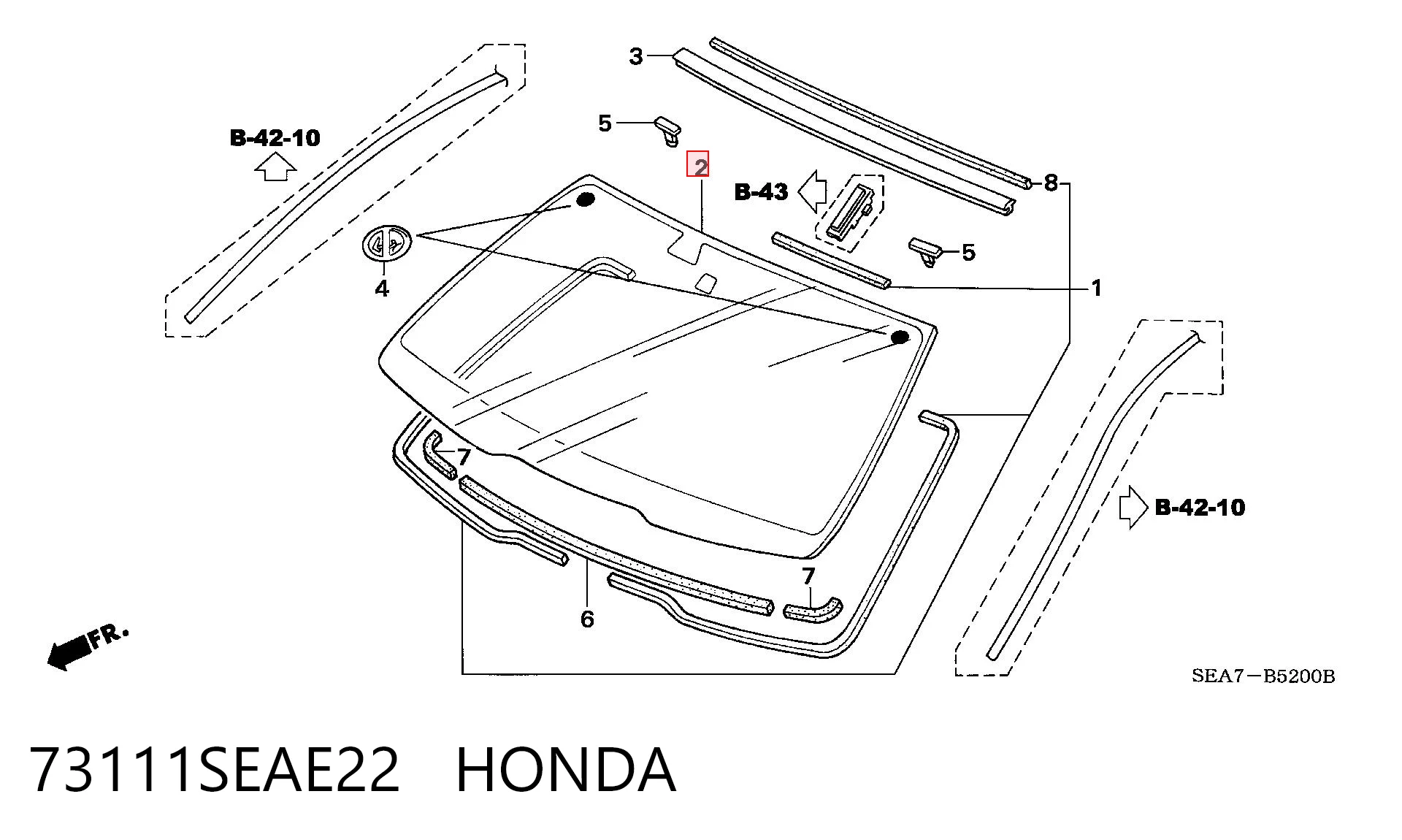 Стекло лобовое  HONDA 73111SEAE22