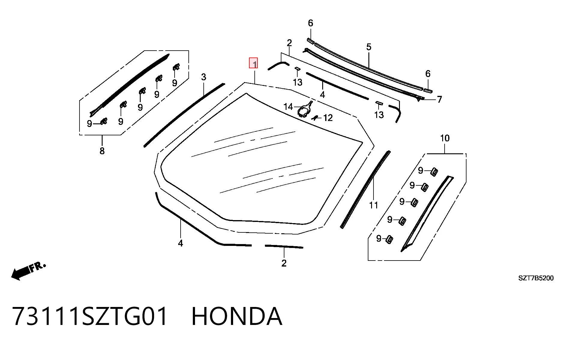 Стекло лобовое  HONDA 73111SZTG01