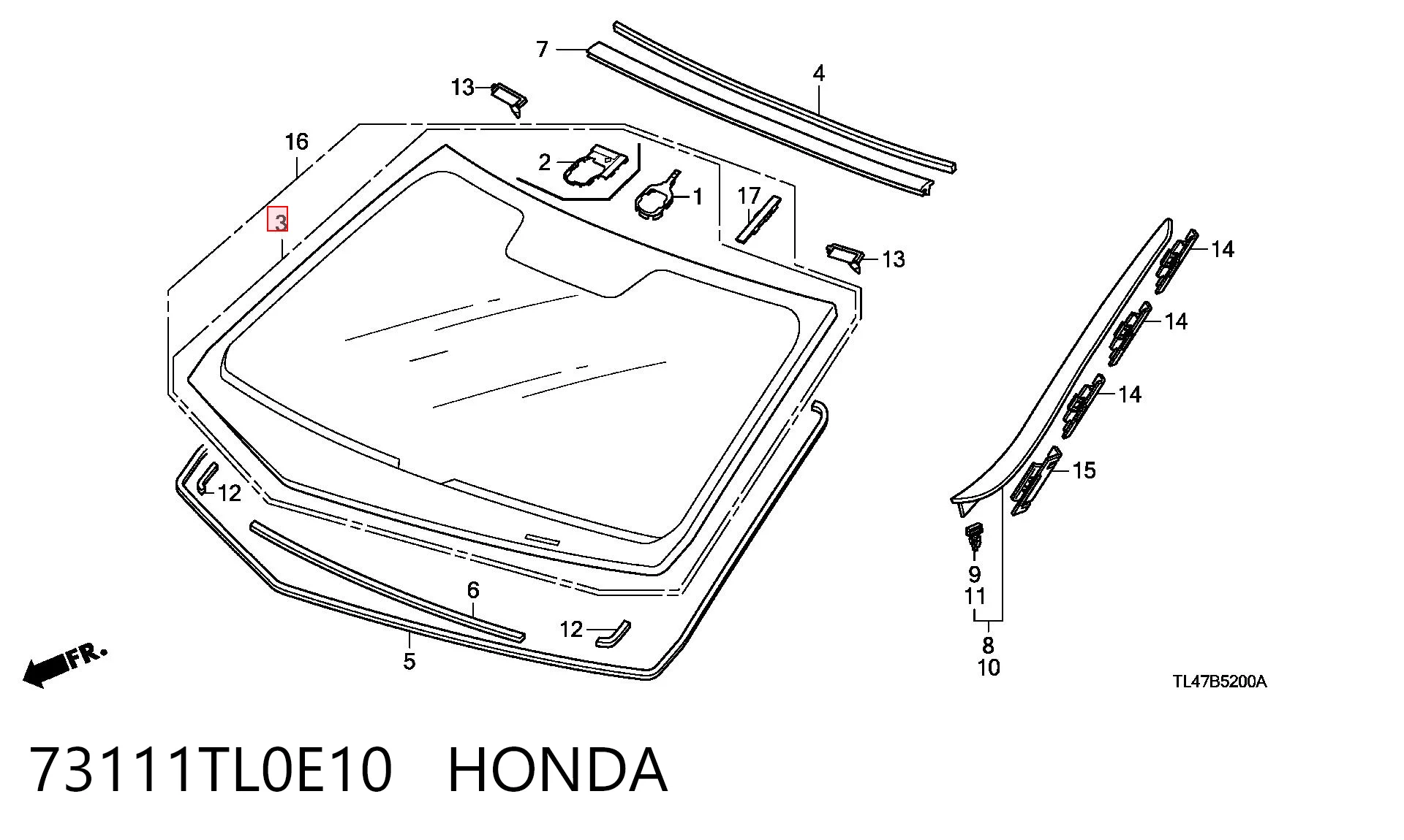 Стекло лобовое  HONDA 73111TL0E10