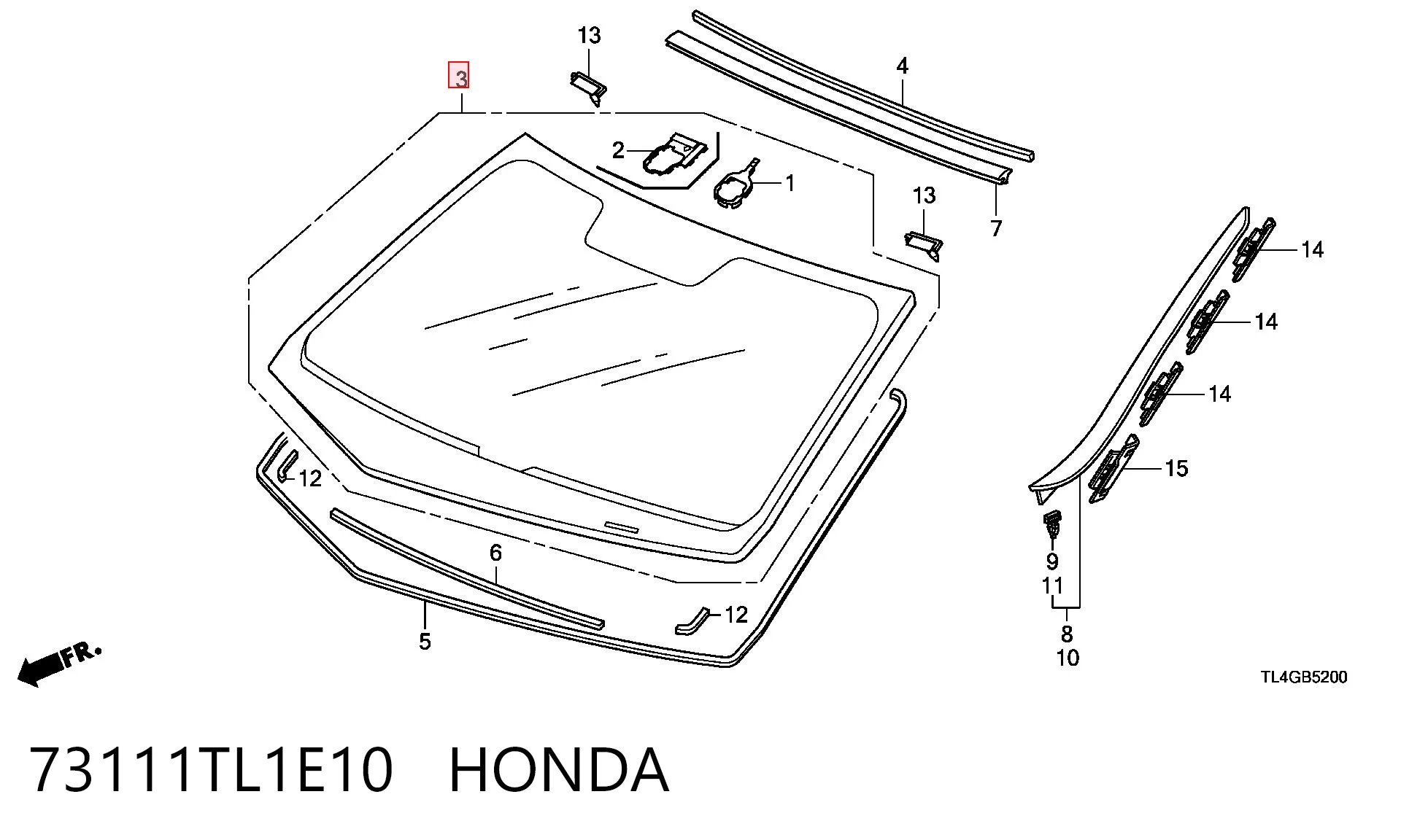 Стекло лобовое  HONDA 73111TL1E10