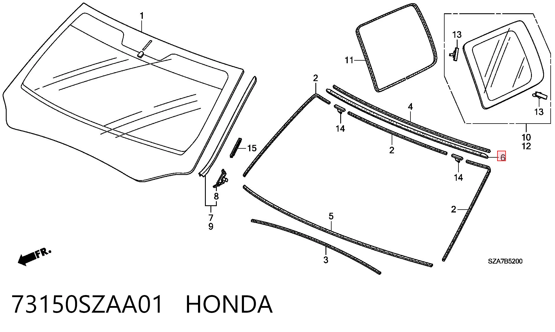 73150SZAA01 Honda Защитная накладка переднего стекла