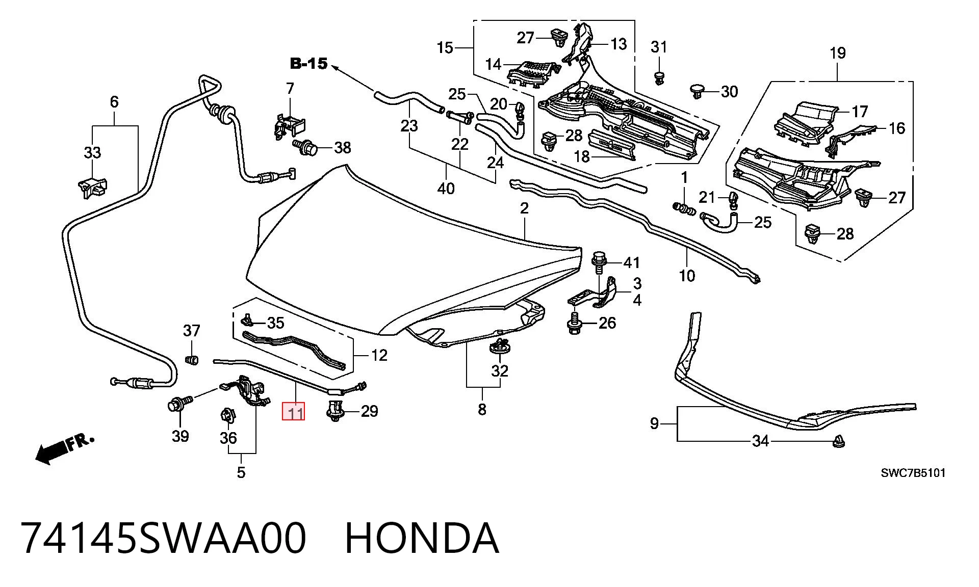 74145SWAA00 Honda Опора капота